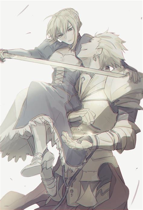 Saber And Gilgamesh Credits To The Original Artist Fan Art Anime