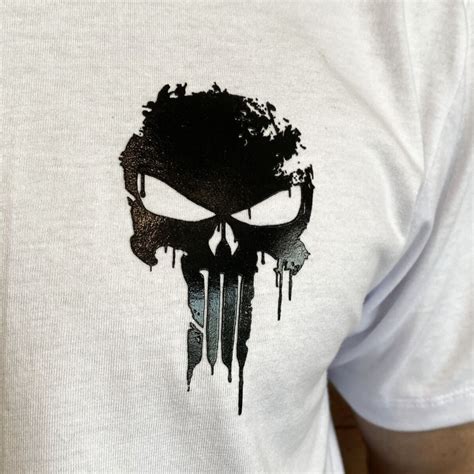 Camiseta Justiceiro Punisher Bandeira Eua Branca