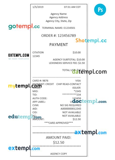 Agency Payment Receipt Psd Template Download At Gotemplpro