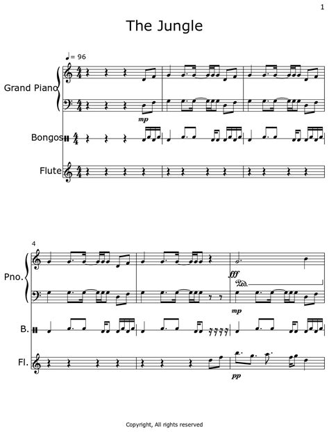 The Jungle Sheet Music For Piano Bongos Flute