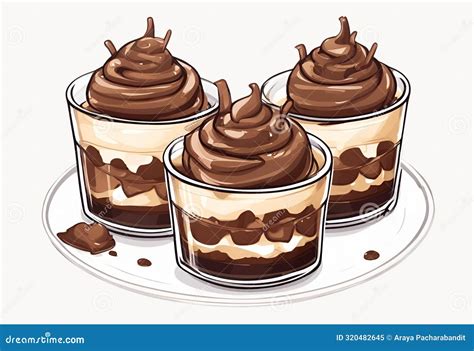 Illustration Of Chocolate Toffee Trifle Topped With Chocolate Mousse