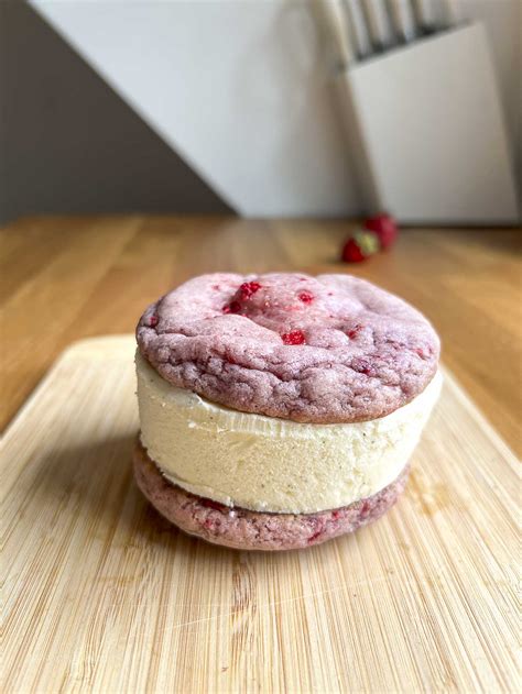 Strawberry Shortcake Sourdough Cookie Ice Cream Sandwich Jeshas Nothings Better Than Sourdough