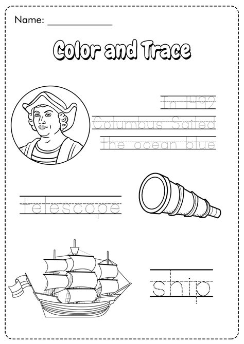 14 Christopher Columbus Kindergarten Worksheets Free Pdf At