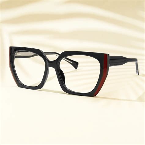 Edge Geometric Black Eyeglasses Vooglam