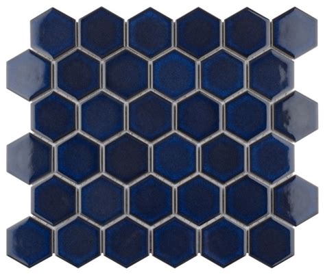 Tribeca Hex Glossy Cobalt Porcelain Floor And Wall Tile