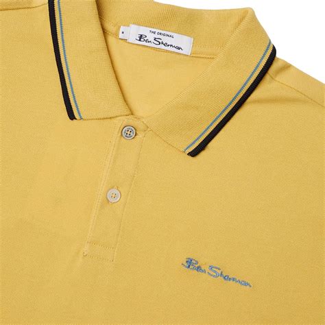 Ben Sherman Mod Tipped Signature Pique Polo In Buttescotch