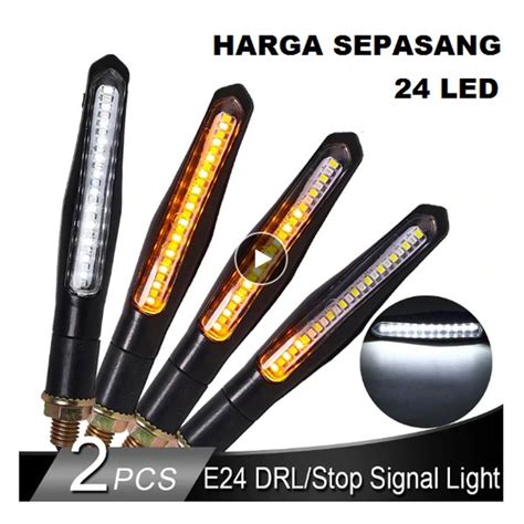 Jual Lampu Sein LED Motor DRL 2 Warna Sen Running Jalan Vixion New