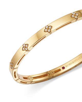 Roberto Coin 18K Love In Verona Diamond Flower Bangle Bracelet Jewelry