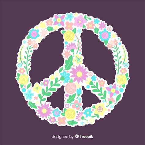 Free Vector | Pastel color floral peace sign background