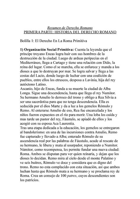 Romano Resumen De Derecho Romano Primera Parte Historia Del Derecho