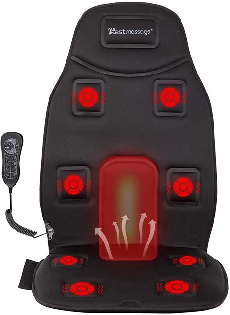 Bestmassage 8 Motor Vibration Full Back Heated Car Seat Massager For Home Office Seat Use