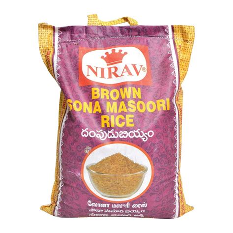 Amazon Nirav Brown Sona Masoori Rice 20 Pound LB Grocery