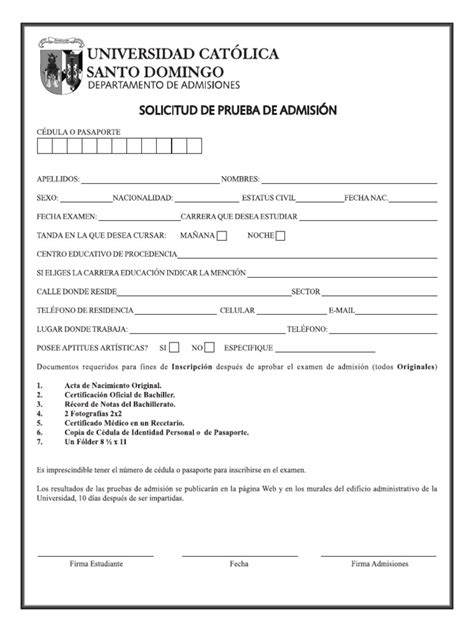 Formulario De Admision Pdf