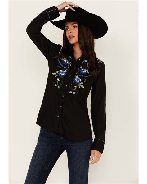 Product Name Roper Women S Floral Embroidered Long Sleeve Snap Western Shirt