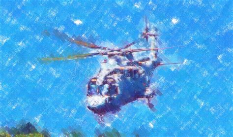 Military Helicopter Art Design Illustration Abstract Drawing Stock ...