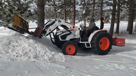 Bobcat Tractor 4045 With A Home Made Snow Plow Off Old Pickup Manual Angle For Now Youtube