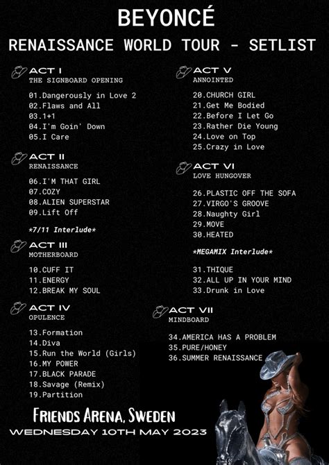 RENAISSANCE WORLD TOUR SWEDEN NIGHT 1 SETLIST : r/beyonce