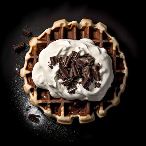 Premium AI Image Decadent Belgian Waffles With Whipped Cream And