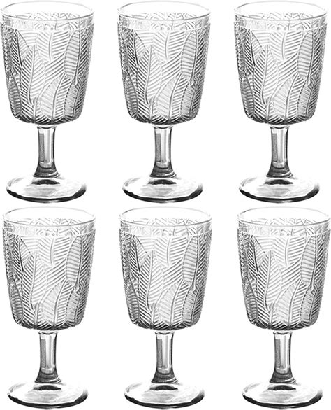 Taganov Clear Drinking Wine Glasses Set Of 6 Vintage Glassware Water Goblets 10 Oz