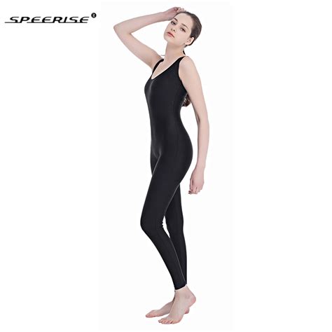 Speerise Women Black Tank Unitards Men Spandex Ballet Unitard Gymnastic