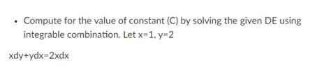 Solved Compute For The Value Of Constant C By Solving Chegg