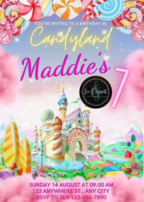 Candyland Birthday Invitation Template Candy Party Candyland Event