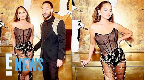 Chrissy Teigen SHOWS OFF Her Boob Lift Scars In Sheer Black Dress E