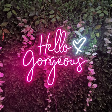 Custom Neon Sign Hello Gorgeous Neon Sign Light Office Living Room