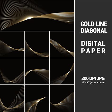 Gold Line Gold Collection, Line Art Modern Clipart Digital Clipart ...