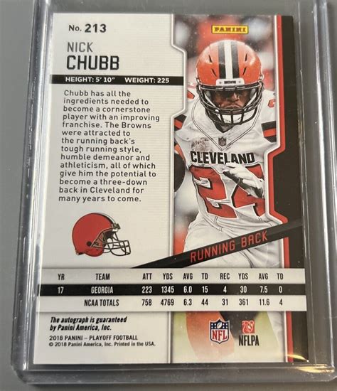 Panini Playoff Rookies Auto Nick Chubb Rookie Auto Rc Ebay