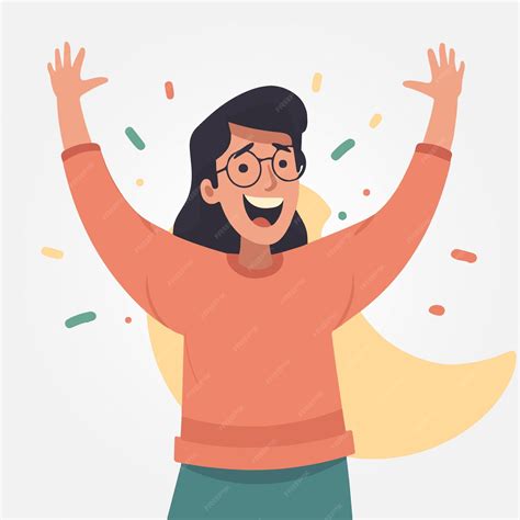 Mujer feliz con postura emocionada | Vector Premium