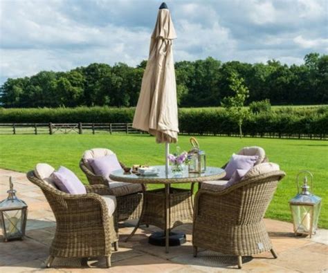 Maze Rattan Winchester Heritage 4 Seat Round Dining Set