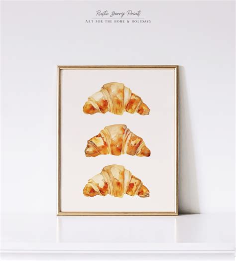 Croissants Bakery Food Art Print Wall Art Kitchen Decor Croissants