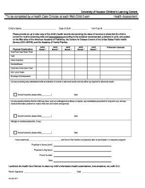 Fillable Online Uh Health Assesment Form University Of Houston Uh