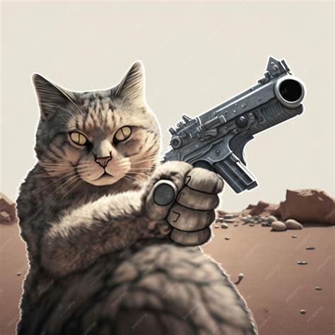 Premium Ai Image There Is A Cat Holding A Gun In Its Hand Generative Ai