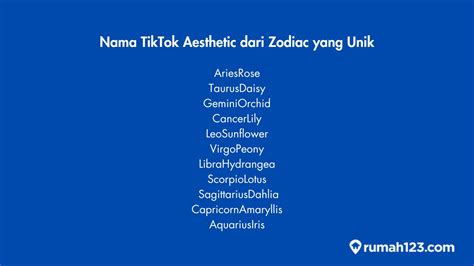 Nama Tiktok Aesthetic Zodiac Yang Jarang Dipakai Pasti Beda