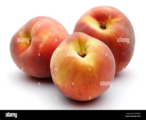 Ripe Peach Fruits Isolated On White Background Stock Photo Alamy