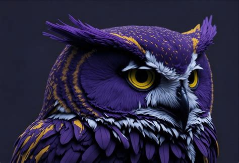 Premium Ai Image Owl Head Colorful With Violet Ai Generated