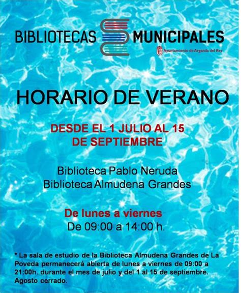 Cambios De Horarios En Las As Bibliotecas Municipales Ph Arganda Actual