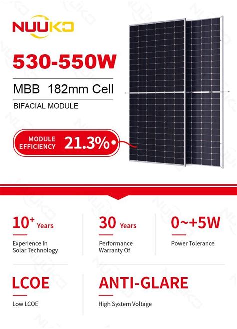 182mm 144 Cells 560W 540 Watt Half Cut Mono Solar Panels 550W