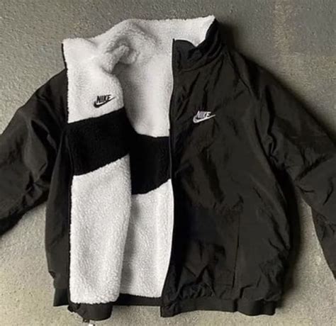 Nike Big Swoosh Reversible Boa Jacket Asia Sizing Black White Fw Us