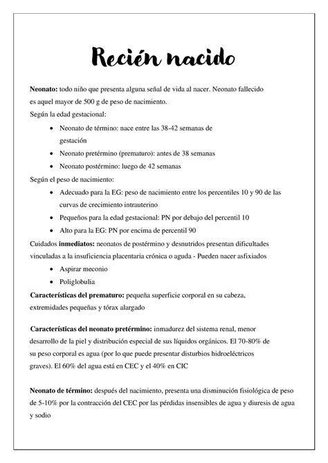 Recien nacido analisis ReciÈn nacido Neonato todo niño que presenta