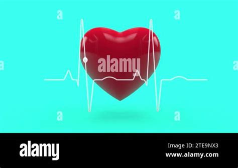 3d Animation Of A Red Heart And A Cardiogram The Heart Beats Then