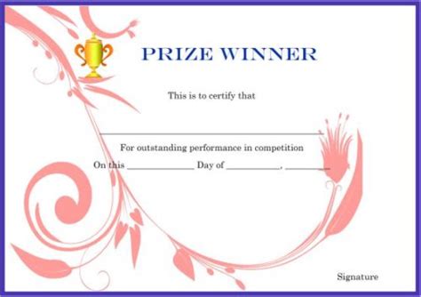 Winner Certificate Template 40 Word Templates For Competitions