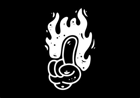 Black and white color of hand and fire flame tattoo 25124255 Vector Art ...