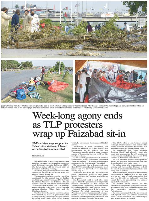 Dawn Epaper Jul Week Long Agony Ends As Tlp Protesters