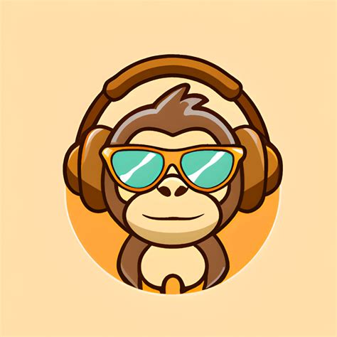 Cute Cool Monkey Wearing Sunglasses And Headphones Kawaii Design