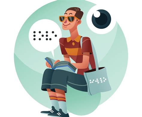 A Blind Man Reading A Braille Book Vector Art & Graphics | freevector.com