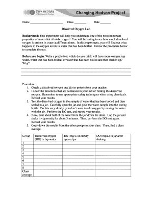 Fillable Online Caryinstitute Dissolved Oxygen Lab Cary Institute Of