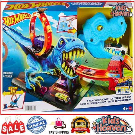 Hot Wheels T Rex Chomp Down Playset 100 0 Original Shopee Malaysia